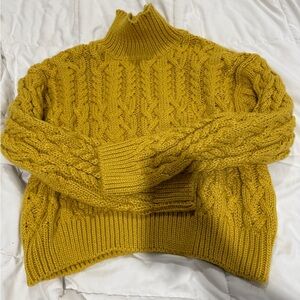 HYFVE Yellow Cowl Neck Cable Knit Sweater